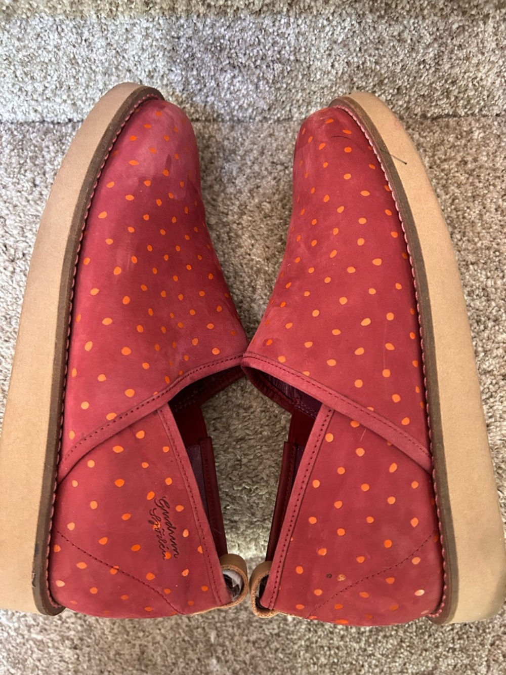 Gudren Sjoden Slip On Suede Loafers. Polka dots. Comfort. Lagenlook. EUC. Funky - Picture 7 of 10
